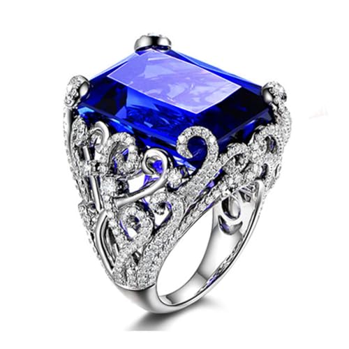 Gu Feng Luxuriöser übergroßer Tansanit-Ring aus Vollkristall Saphir hohler Ring von Gu Feng