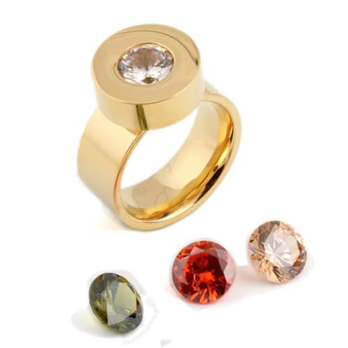 Gu Feng Mode DIY Kristallring Vierfarbige Zirkon-Tauschringe für Frauen von Gu Feng