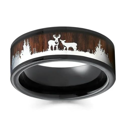 Gu Feng Mode Edelstahl Ringe für Herren Damen Inlay Hirsch Jagd Ringe Ehering von Gu Feng