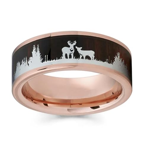 Gu Feng Mode Edelstahl Ringe für Herren Damen Inlay Hirsch Jagd Ringe Ehering von Gu Feng