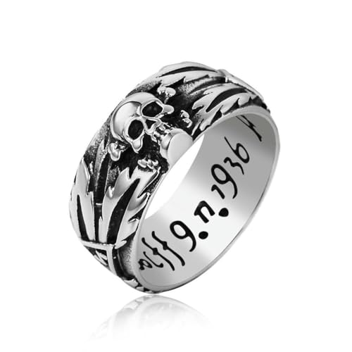 Gu Feng Punk Schmuck Titanstahl Herren Vintage geschnitztes Kreuz Totenkopf Paar Ring von Gu Feng