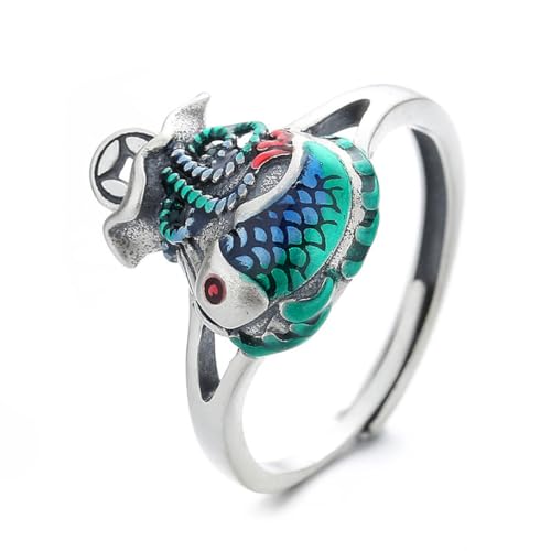 Gu Feng Ring 925 Sterlingsilber Retro Koi National Style offener Ring Frau von Gu Feng