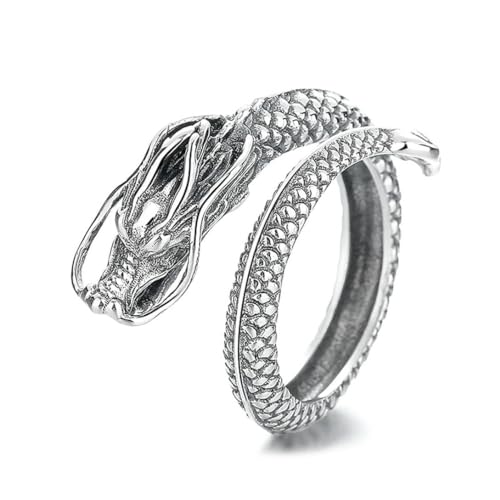 Gu Feng Ring S925 Sterlingsilber antik Retro Drache offener Ring Männer und Frauen von Gu Feng