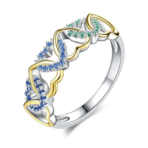 Gu Feng Ring zweifarbiges Herz umschlungener Zirkonring Frauen Luxus Modedesign Temperament Ring von Gu Feng
