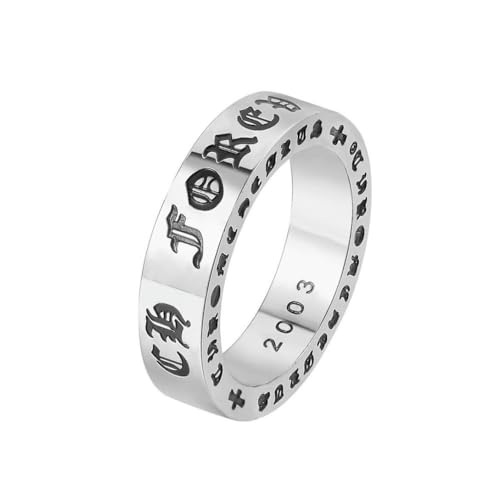 Gu Feng Schmuck Schrift Persönlichkeit Ring Edelstahl Ring Kreuz von Gu Feng