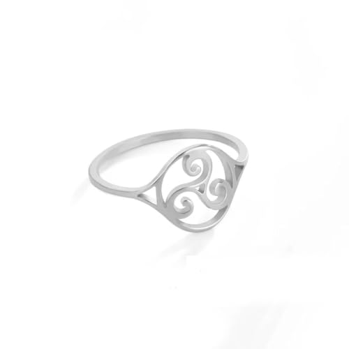 Gu Feng Triskele Triskelion Ring Edelstahl Dreifache Spirale Amulett Fingerringe Vintage Schmuck Geburtstagsgeschenk für Frauen von Gu Feng