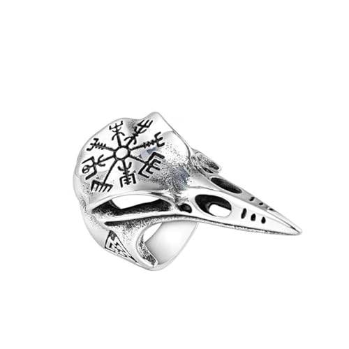 Gu Feng Vintage Wikinger Kompass Ring Männer Nordic Odin Edelstahl Raben Schädel Ring Schmuck Amulett von Gu Feng