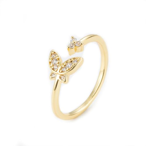 Gu Feng Zirkon Schmetterling verstellbarer Ring Luxus Mode Temperament Ring Frauen von Gu Feng