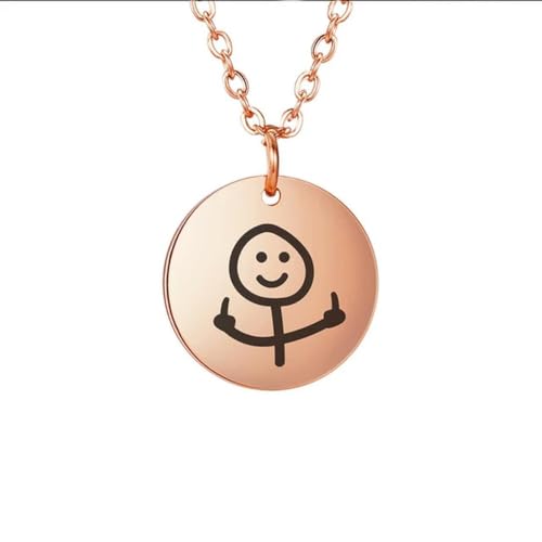 Lustige Fuxk Sie Mittelfinger Stickman Gravierte Halskette für Frauen Mädchen Edelstahl Halskette Mode Hip Hop Schmuck von Gu Feng