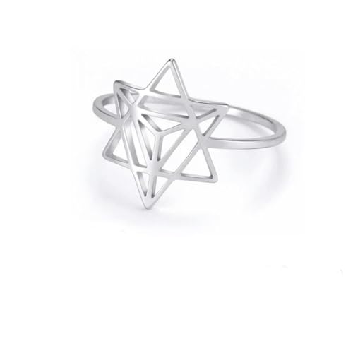 Merkaba Stern Heilige Geometrie Ring Frauen Edelstahl Gold Farbe Finger Ringe Ehering Meditation Schmuck von Gu Feng