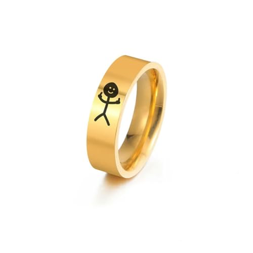 Mittelfinger Strichmännchen Graviert Ring Edelstahl Männer Frauen Paar Ringe Lustig Hip Hop Cool Fuxk Sie Doodle Schmuck von Gu Feng