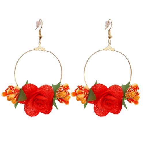 Mode Lila Blume baumeln Ohrringe BlumeEthnicStatement Sommer Koreanisch Niedliche Tropfenohrringe für Frauen von Gu Feng