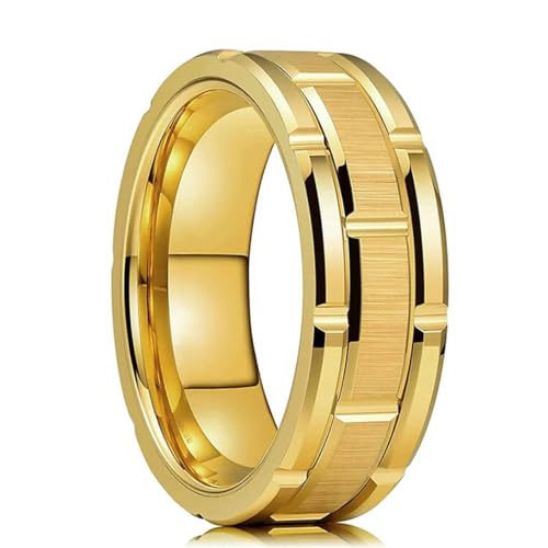 Moderne 8MM Herren Edelstahlringe Goldfarbene gebürstete Ringe für Damen von Gu Feng