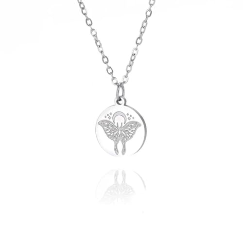 Mond Motte Scheibe Anhänger Halskette Frauen Gold Farbe Schlüsselbein Kette Luna Motte Tier Schmuck Geschenk von Gu Feng