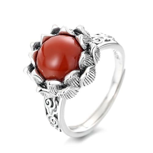 Ring 925 Sterlingsilber Retro Antik Lotus gl眉ckverhei脽ender offener Ring klassisch聽 von Gu Feng