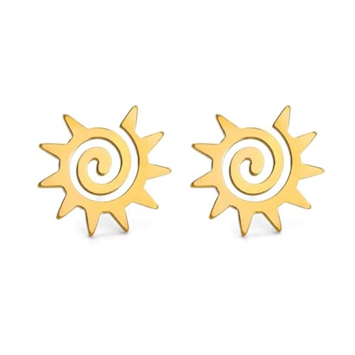 Spiral Sonnenstecker Ohrring Edelstahl Goldfarbe Ohrstecker für Frauen MädchenSchmuck Geburtstagsgeschenk von Gu Feng