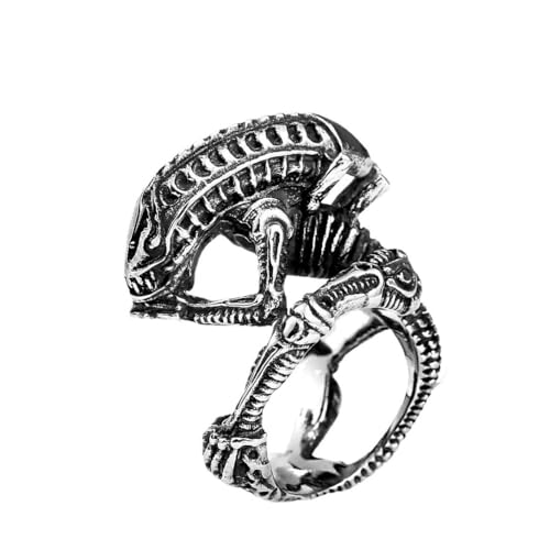 Vintage Alien Predator Fingerring für MännerEdelstahl Biker Ring Punk Gothic Alien Skull Frauen Ring von Gu Feng