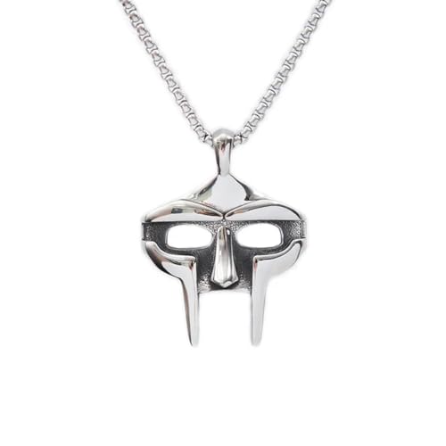 Vintage Mf Doom Maske Anhänger Halskette für Männer Frauen Edelstahl Punk Mode Ägyptisches Amulett Schmuck Geschenke von Gu Feng