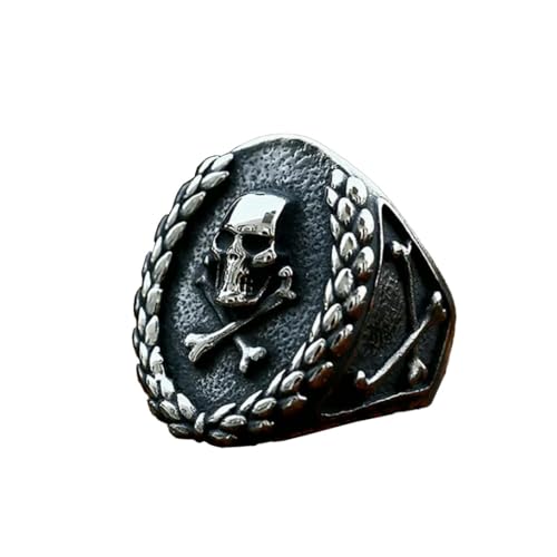 Vintage Stainless Steel Vampire Skull Bone Ring For Men Punk Gothic Heavy Metal Skull Rings Fashion Amulet Jewelry von Gu Feng