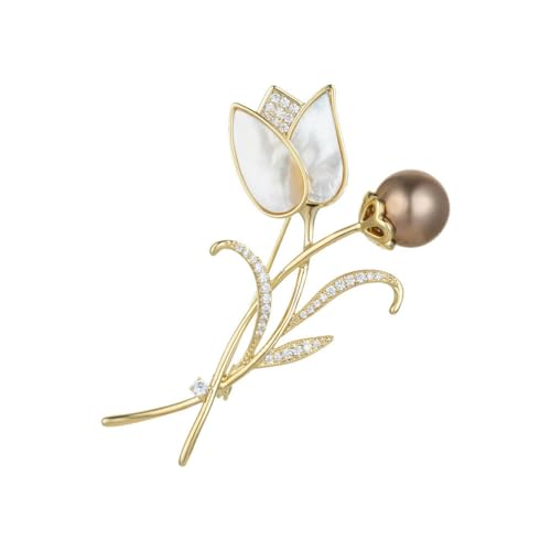 elegante tulpenbrosche frauen luxus perle muschel blume pin ity korsage von Gu Feng