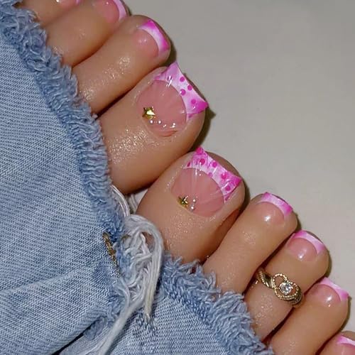 24pcs Falsche Zehennägel Star Designs Perlecent Plastik Für Frauen Reiseparty Anlässe Elegante Gefälschte Zehennägel von Guaber