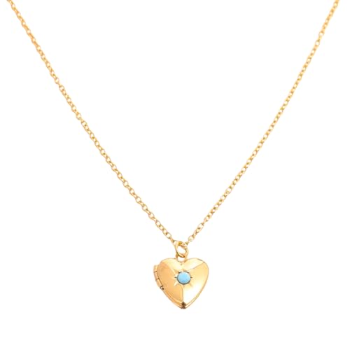Birthstone Heart Photo Box Halskette Für Frauen Verstellbare Länge Neckketten Halshöhe Stylish Everyday Wear Schlüsselbein Kette Frauen Gold Halskette von Guaber