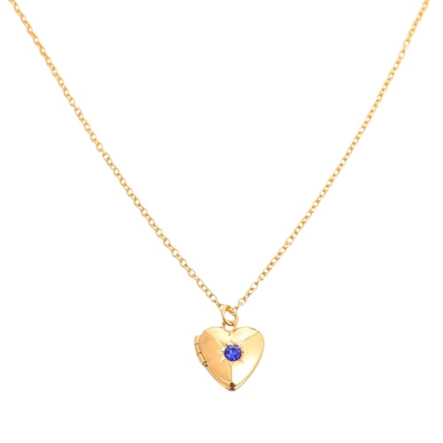 Birthstone Heart Photo Box Halskette Für Frauen Verstellbare Länge Neckketten Halshöhe Stylish Everyday Wear Schlüsselbein Kette Frauen Gold Halskette von Guaber