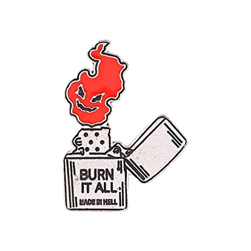 Burn It All Anstecknadel Gothic Cartoon Pins Klassische Punk Mode Brosche Rucksack Abzeichen Geschenke für Rucksäcke für Jacken für Jacken Günstige Bulk Legierung und Knöpfe von Guaber