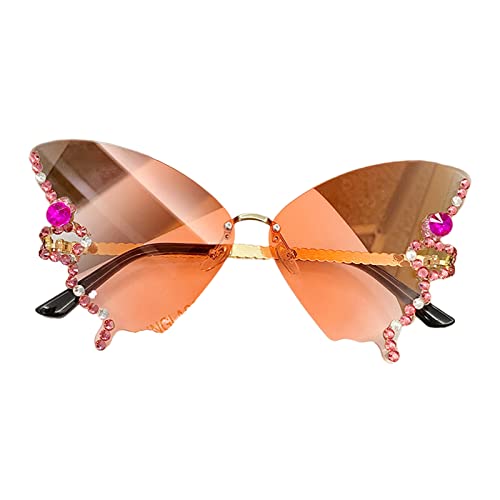 Butterfly Randlose Sonnenbrille Kleine Gesichtsbrille Strass Frauen Randlose Sonnenbrille Kleines Gesicht, Gradient Pulver Butterfly Randlose Sonnenbrille Kleine Gesichtsbrille Strass Frauen Randlose Sonnenbrille Kleines Gesicht, Gradient Pulver von Guaber