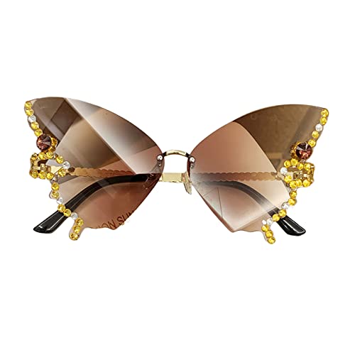 Butterfly Randlose Sonnenbrille Kleine Gesichtsbrille Strass Frauen Randlose Sonnenbrille Kleines Gesicht, Gradient Tea Butterfly Randlose Sonnenbrille Kleine Gesichtsbrille Strass Frauen Randlose Sonnenbrille Kleines Gesicht, Gradient Tea von Guaber