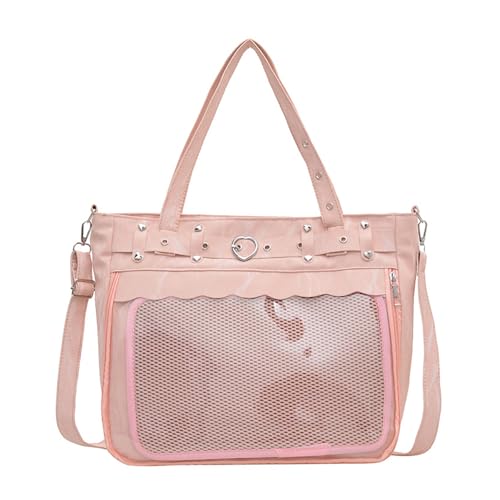 Edgy Punk Styles Transparente Umhängetasche Große Kapazität PU Schultertasche Mode Handtasche Casual Handtasche für Frauen Ausgehen Verstellbarer Riemen Geldbörse, B, One Size von Guaber