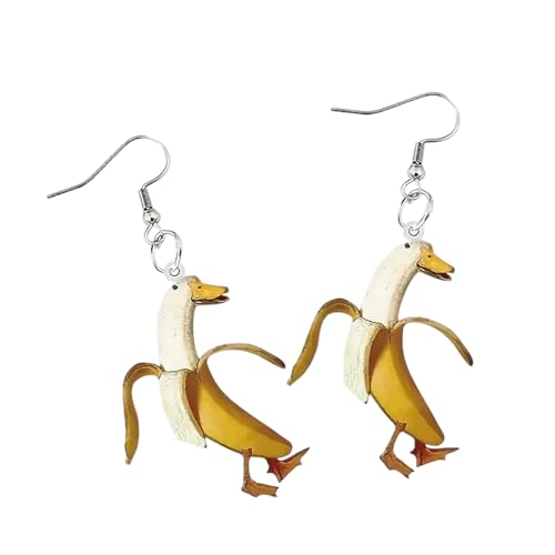 Funny Enten Und Bananen Acrylohrringe Wunderliche Neuheit Design Leichtes Robuste von Guaber