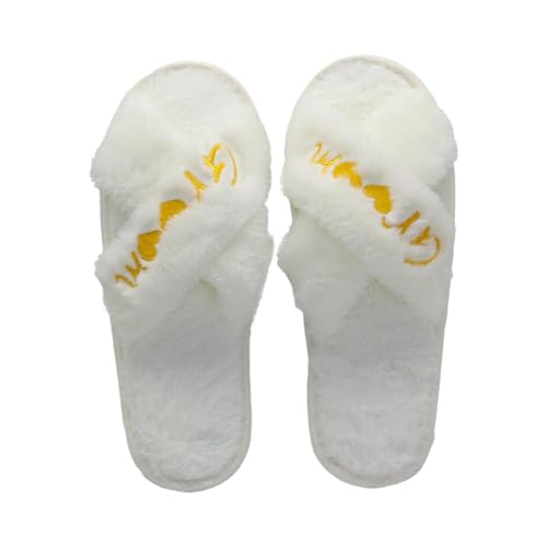 Guaber 2er-Pack Plüsch-Hausschuhe für Hochzeit, Brautparty, warm, weich, für Hochzeitsvorbereitungen und Entspannung, Brautdusche, Bräutigam, Einheitsgröße Guaber 2er-Pack Plüsch-Hausschuhe für Hochzeit, Brautparty, warm, weich, für Hochzeitsvorbereitungen und Entspannung, Brautdusche, Bräutigam, Einheitsgröße von Guaber
