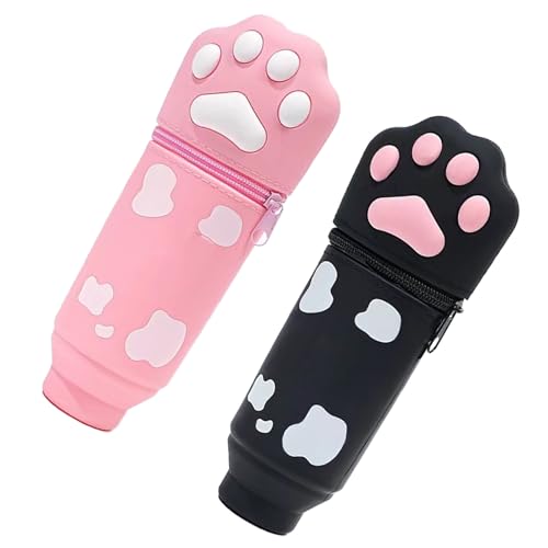 Guaber 2pcs Cartoon Stiftkoffer Teleskopbeutel Reißverschlüsse Silikonbeutel Bleistiftkoffer Stehend Für Schreibwarenbeutel Der Studenten. von Guaber