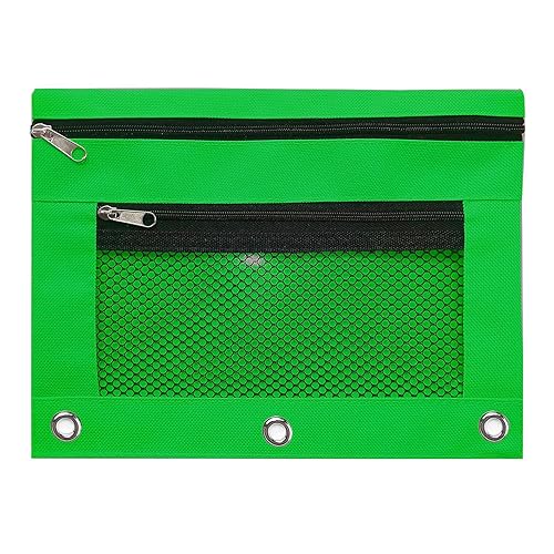 Guaber 2pieces 3-Ringe Bleistiftbeutel Mit Klarem Fenster Schreibwarenbeutel 3-Ringe Bindemittel Doppelschicht Stationery Mesh Pen Reißverschluss Fall Clear Case Marker von Guaber