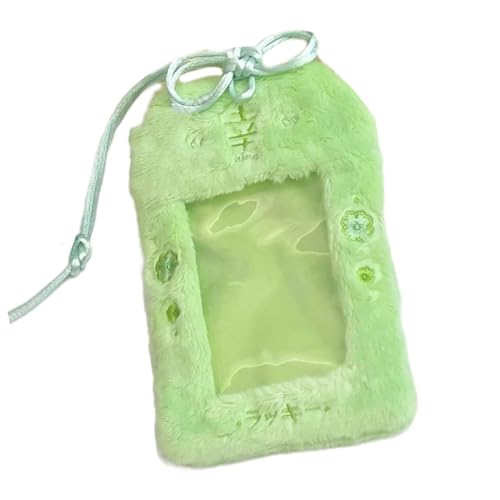 Guaber Blumen Fotokartenhalter Plüsch Fotokartenhalter 7,6 cm Kartenhüllen Aufbewahrungstasche Fotohülle Bus Kartenschutz, grün von Guaber