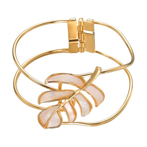 Guaber Einzigartiger, kreativer breiter Manschetten-Blatt-förmiger handgefertigter Schmuck, für Damen, unverwechselbares Armband, Zubehör, Freizeitkleidung, Einheitsgröße, Wie beschrieben von Guaber
