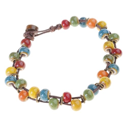 Guaber Einzigartiges, buntes Keramik-Perlenarmband, handgewebt, für Mode-Enthusiasten, Festival-Schmuck für Damen von Guaber