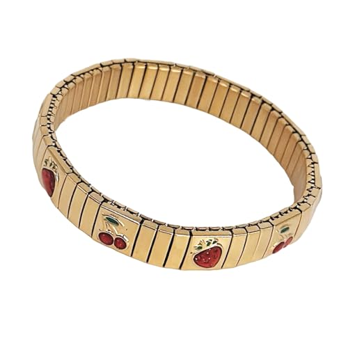 Guaber Elastisches Edelstahl-Armband mit Fruchtmotiven, Frühlingsparty-Schmuck für trendige Frauen, Mode-Accessoires, Geschenkideen, Mode-Accessoire, Einheitsgröße, Wie beschrieben von Guaber
