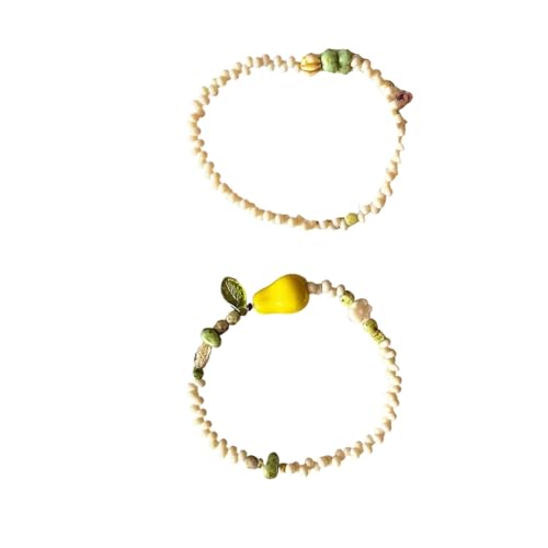 Guaber Elegantes Birnendesign Perlenarmband Mit Verstellbarer Kette Für Mädchen Frauen Handgefertigtes Armaturenhandwerk Casual Fashion Accessoire Trendy Perlen Accessoire Für Mädchen von Guaber