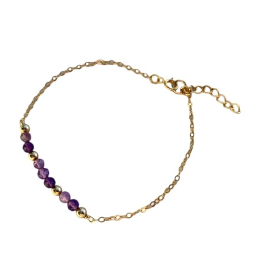 Guaber Facettiertes Natursteinarmband 12 Monatliche Geburtssteine ​​3mm Kristallverstellbare Länge Leichtes Design Handgelenk Kette Leicht Facetted Edelsteinarmband von Guaber