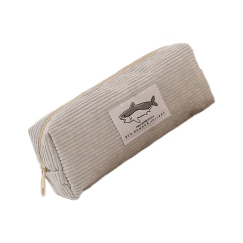 Guaber Federmäppchen mit Stickerei, Tiertasche, Make-up, Schreibtisch-Organizer für Studenten, schöne Bleistift-Stickerei, Schulbedarf, hellgrau von Guaber