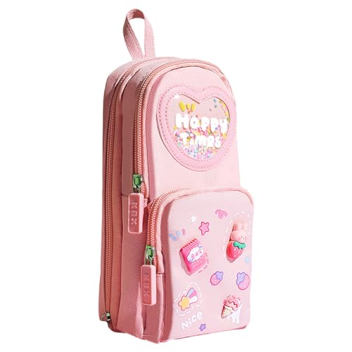Guaber Federmäppchen mit großem Fassungsvermögen, Cartoon-Federmäppchen, dreilagig, Stehtasche, für Jungen, Mädchen, Studenten, großer Stift, groß, B von Guaber