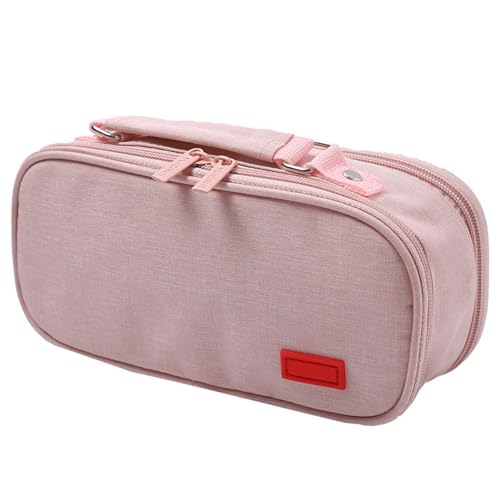 Guaber Federmäppchen mit großem Fassungsvermögen, mit Griff, 5 Fächer, Leinen, Reise-Make-up, Tragetasche für Schule, Büro, Stifte-Tasche mit Griff, F, A, Mass Beauty von Guaber