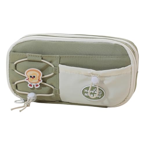 Guaber Federmäppchen mit hoher Kapazität, 8 Fächer, Polyester, mehrschichtige Organizer-Tasche für Schule, Büro, 23 x 12 x 8 cm, stilvolles Etui für Teenager und Profis, grün, Mass Beauty von Guaber