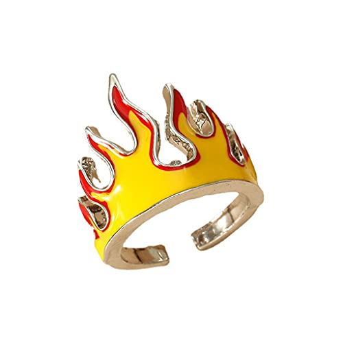 Guaber Goth Flamme Eröffnung Ringe Für Frauen Metal Charms Vintage Punk Freundschaft Schmuck Ästhetik Geschenke 90er Party Geschenke Krone Für Frauen Männer von Guaber
