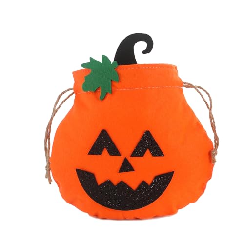 Guaber Halloween-Kürbis-Leckerli-Tasche aus Flanell, wiederverwendbar, weich, mit ergonomischem Griff, für Kinderparty, Halloween, Aufbewahrungstasche, Modell A, Einheitsgröße von Guaber