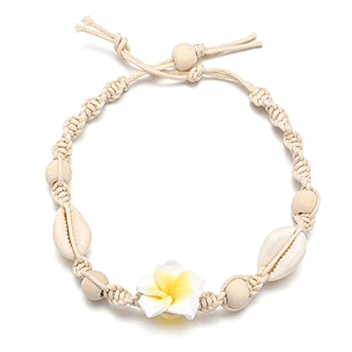 Guaber Handgefertigter Strand Perlen Fußkettchen Schale Fußkettchen Armbänder Mode Verstellbare Blumenfußchain Sommerfußschmuck Strand Fuß von Guaber
