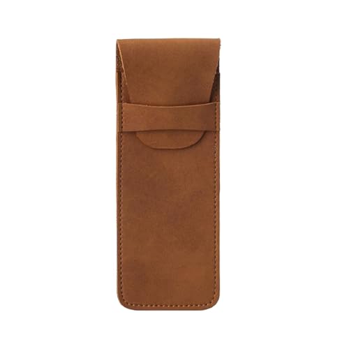 Guaber Leder-Federmäppchen, Retro-Stifttasche, Schulbedarf zum Organisieren von Markern und Zubehör, einfache Retro-Tasche für Schüler, braun von Guaber