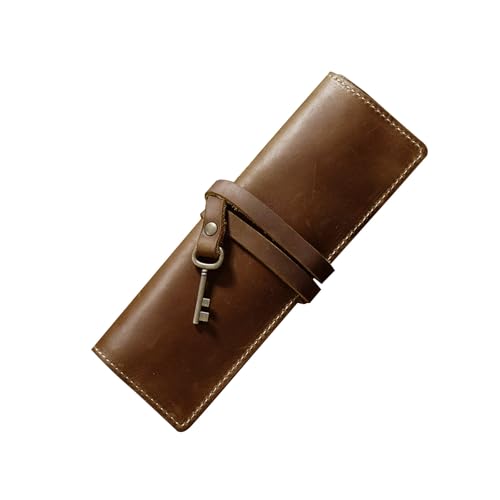 Guaber Lederstifte Wrap Bag Handgefertigte Stift Multifunktionaler Rollstifthalter Hülle Für Studentische Künstler Schriftsteller Roll Hülle Vintage Wrap Bag Organizer School Supplies von Guaber